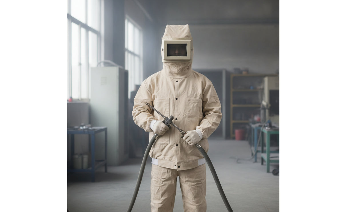 Sandblasting Suit with Face Visor | Abrasion-Resistant, Dust-resistant, for Workshops