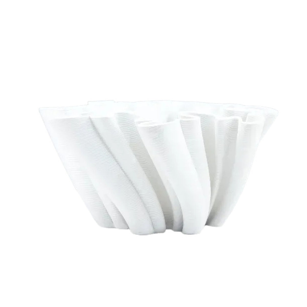 Sculptural Matt White Vase Home Decor Folded Ribbon