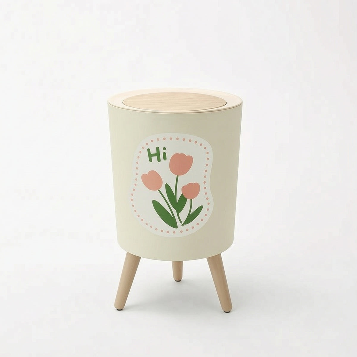 Lightweight Press Top Trash Can Spring-Open Garbage Bin with Lid Sturdy Waste Basket Easy to Clean for Bedroom, Living Room