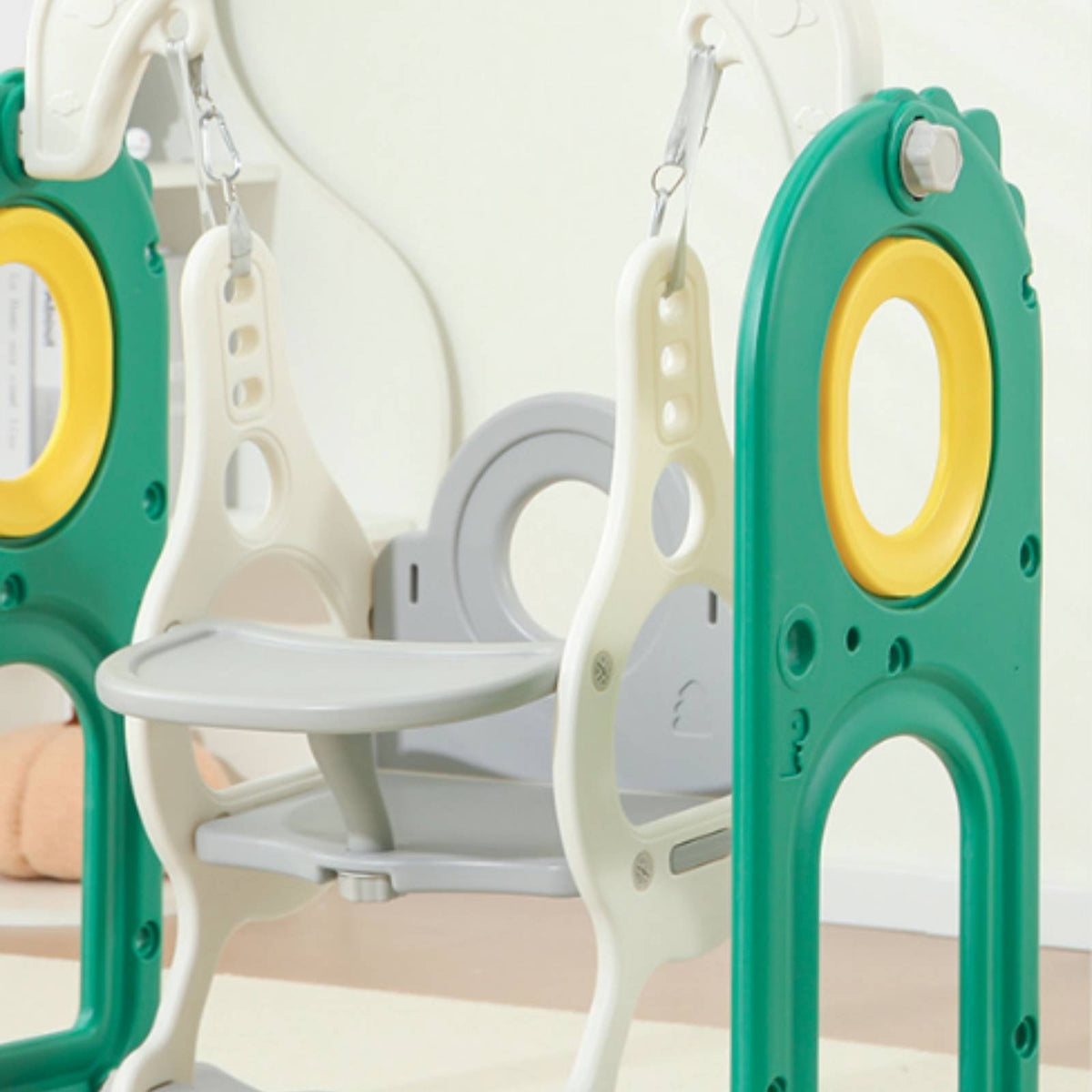 Play Structure with Slide and Swing Multi-Functional Young Child Slide and Swing Set Modular Indoor Climber with Basketball Hoop for Playroom