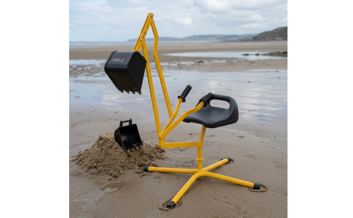 Sit-in Digger Toy Yellow Metal Frame Manual Digger Toy Hand Grip Controls for Children