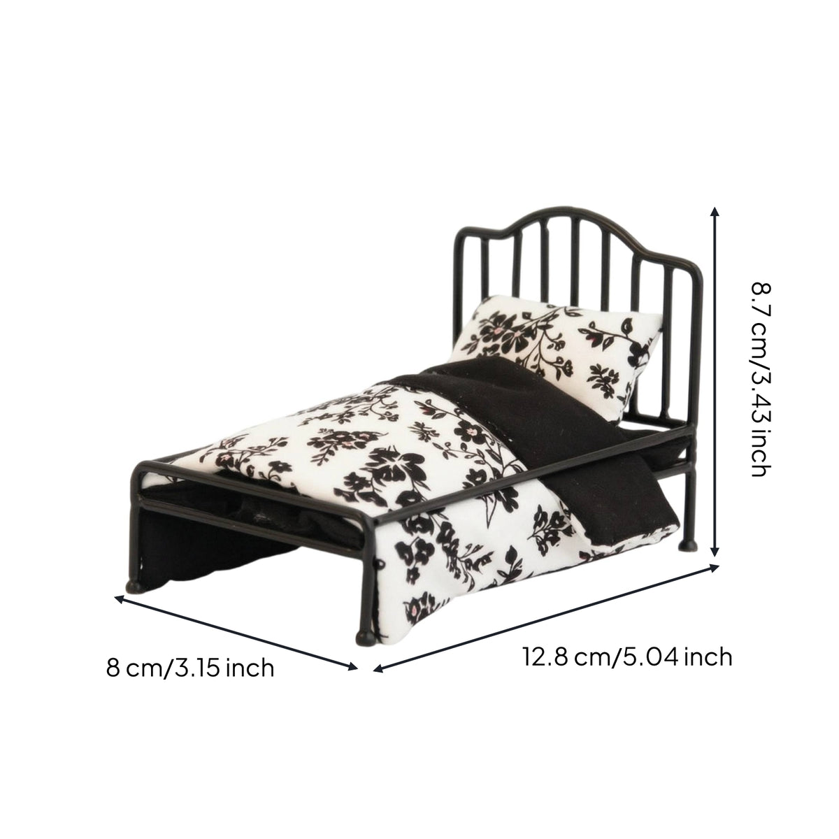 Miniature Metal Bed Realistic Dollhouse Metal Bed Classic Furniture for Display Scenes