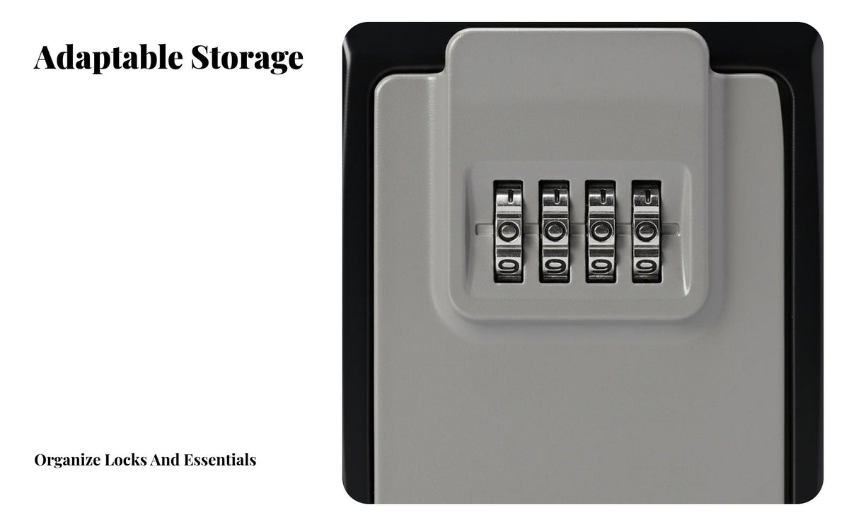 Drillcost-Drillless Insidetallation Wall-Mounted Combination Key Box Pry-Resistant Wall-Mount Combination Lockbox Long-Lasting Construction Security Device Weatherproof for Property Managers, Business Owners, Home Entrance, Doorway, Outdoor, Office