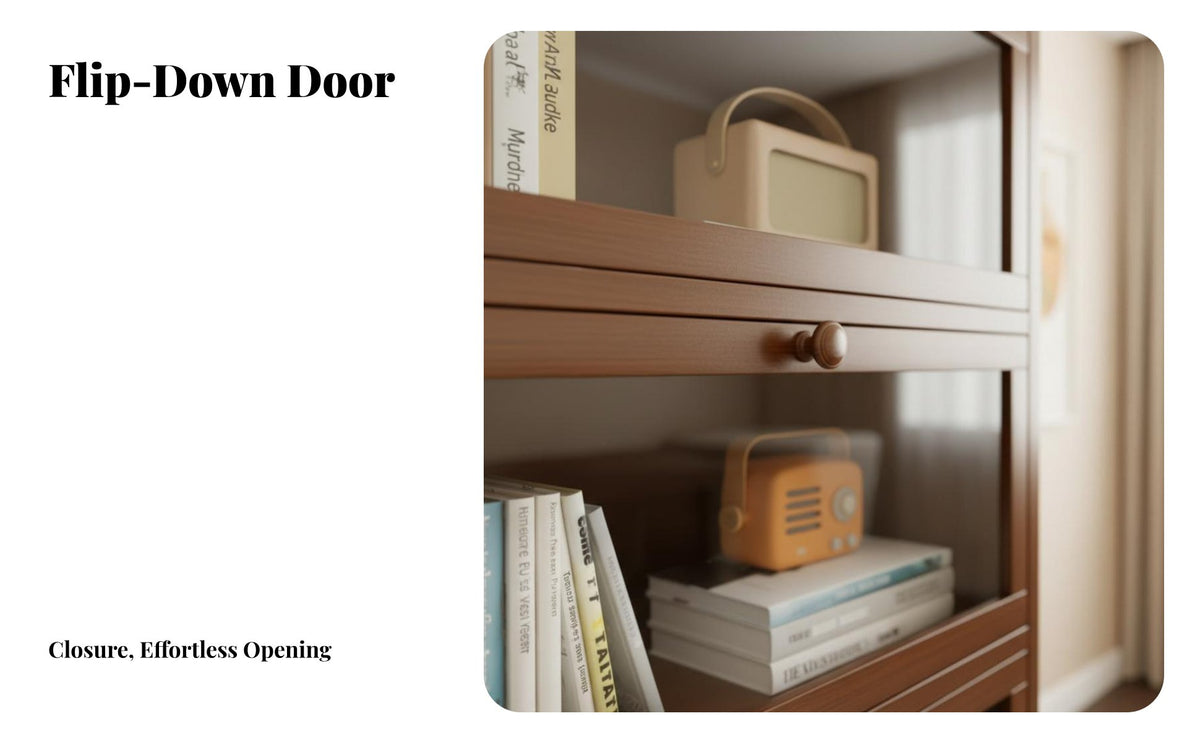 Dust-Proof Multi-Tier Cabinet with Flip-up Doors Transparent Display 4-Tier Bookcase with Flip-up Doors Space-Saving Design Bookshelf Multifunctional for Collectors, Book Lovers, Apartment Dwellers, Study Room, Home Office, Bedroom, Hallway