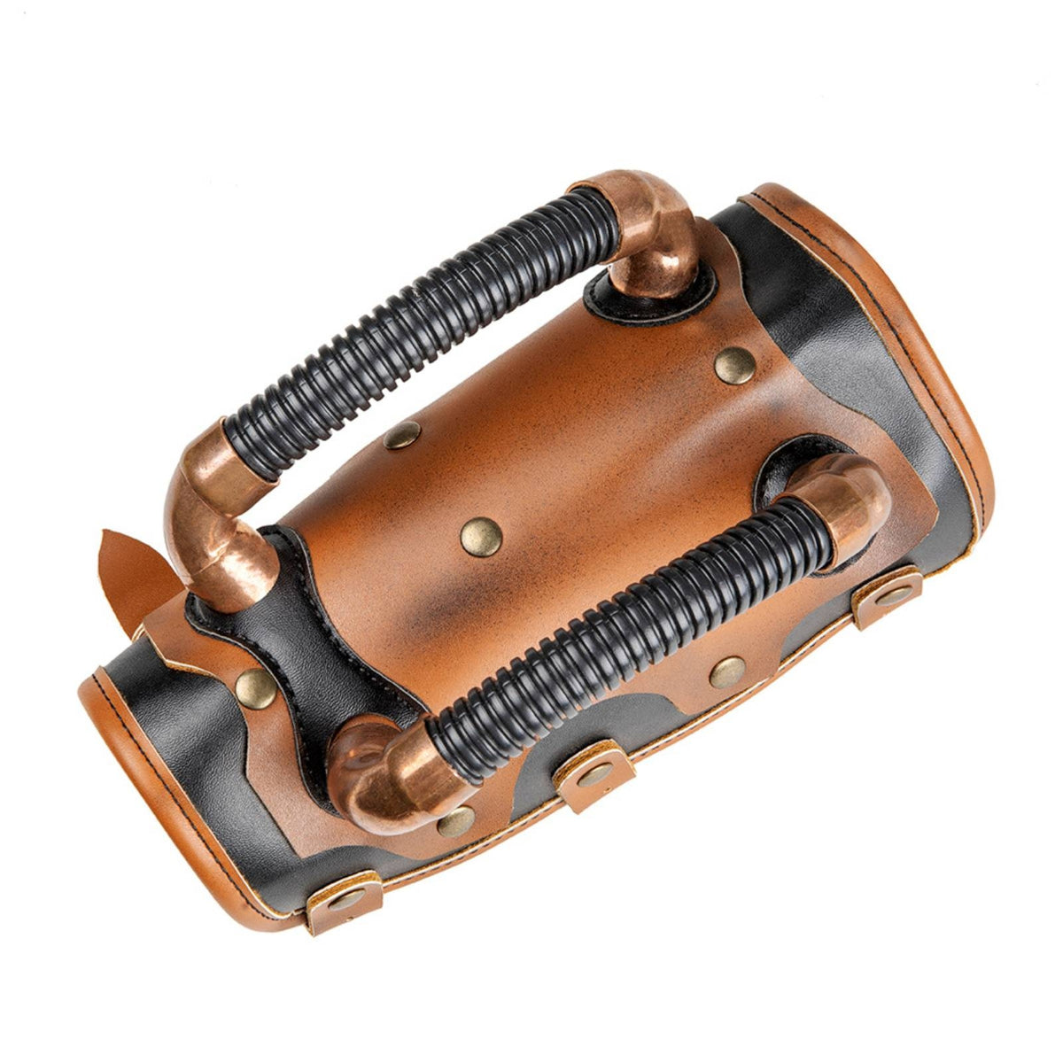 Steampunk Wrist Cuff Black Forearm Cuff with Straps Edgy Costume Bracer for Cosplay, Halloween