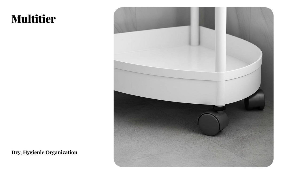 No-Drill Installation Triangular Rolling Trolley Space-Saving Corner Fit Storage Shelf Multi-Tier Design Organizer Rack Complimentarystanding for Homeowners, Students, Office Workers, Bathroom, Kitchen, Narrow Areas, Living Room