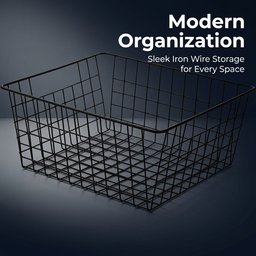 Wire Storage Baskets for Organizing, Metal Wire Storage Baskets 28x22x12cm, Metal Storage Baskets for Kitchen, Iron Wire Storage Basket Medium