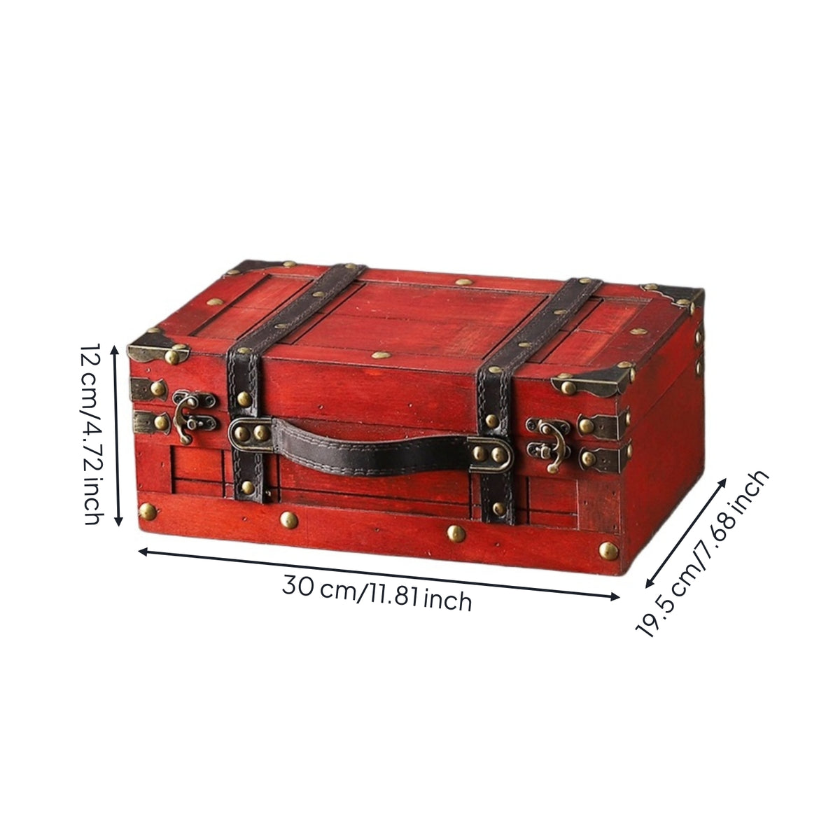 Wooden Box with Lid Vintage-Style Storage Chest Compact Box with Hinged Lid for Collectors, Photography