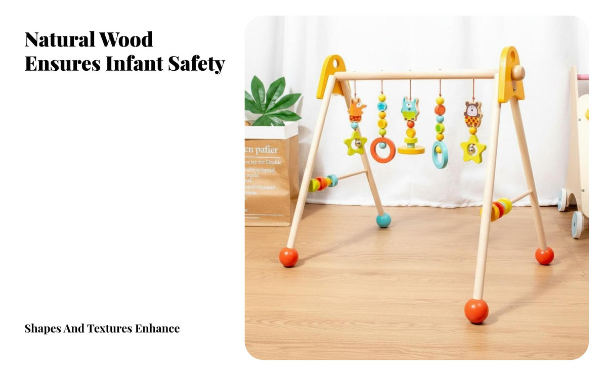 Promotes Early Development Wooden Baby Play Gym Improves Hand-Eye Coordination Wooden Play Gym Polished Border S Infant Activity Frame Sturdy and Stable for Infants, Newborns, Toddlers, Indoor, Playroom, Living Room