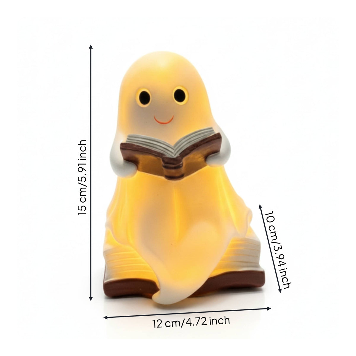 Night Light Cute Lamp with Book Warm Golden Halloween Figurine for Kids, Bedroom, Reading Corner