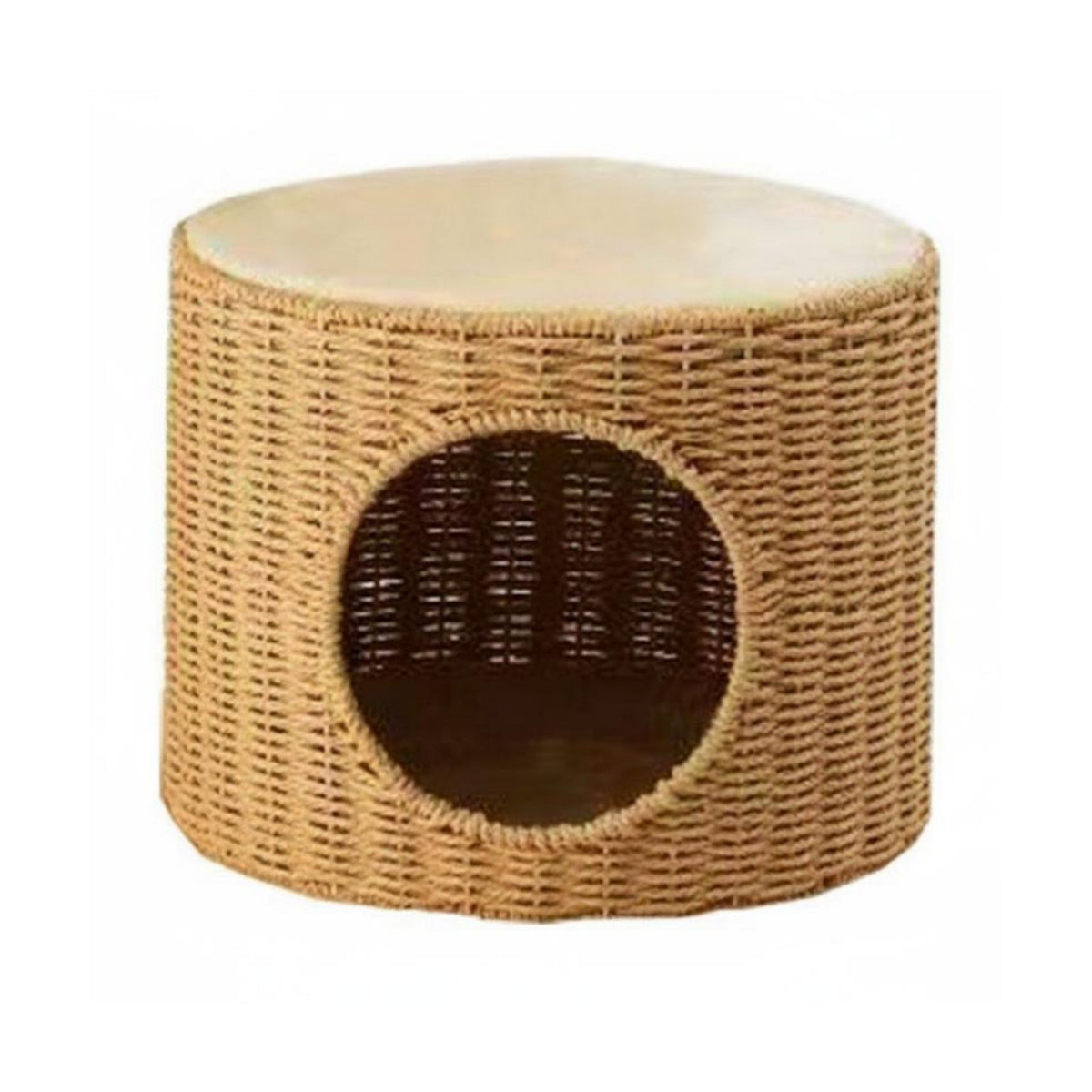Year-Round Feline Bed Tray Handwoven Wicker Feline Bed Long-Lasting Pet Furniture