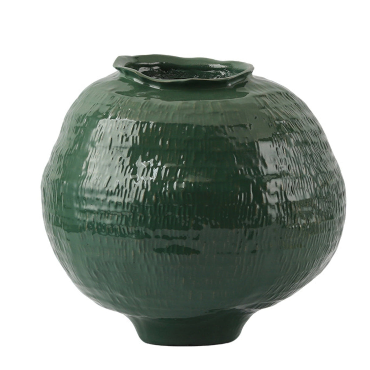 Ceramic Flower Vase Dark Verdant Vase with Flared Opening Minimalist for Entryway