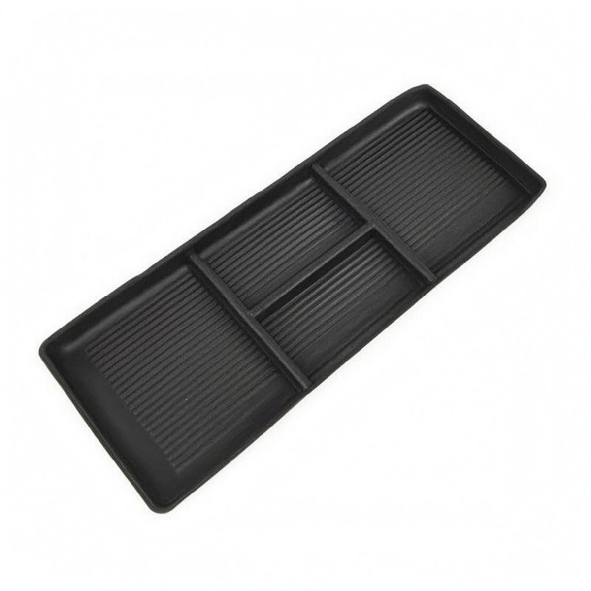 Under-Console Tray Shallow Center Console Storage Box Ribbed Car Accessory