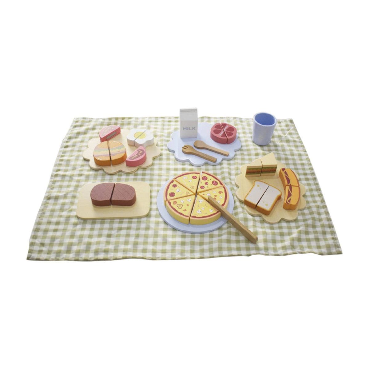 Wooden Cutting Food Toy Hand-Eye Coordination Wooden Cutting Food Set Paint Pretend Kitchen Accessories for Preschool, Daycare, Playroom