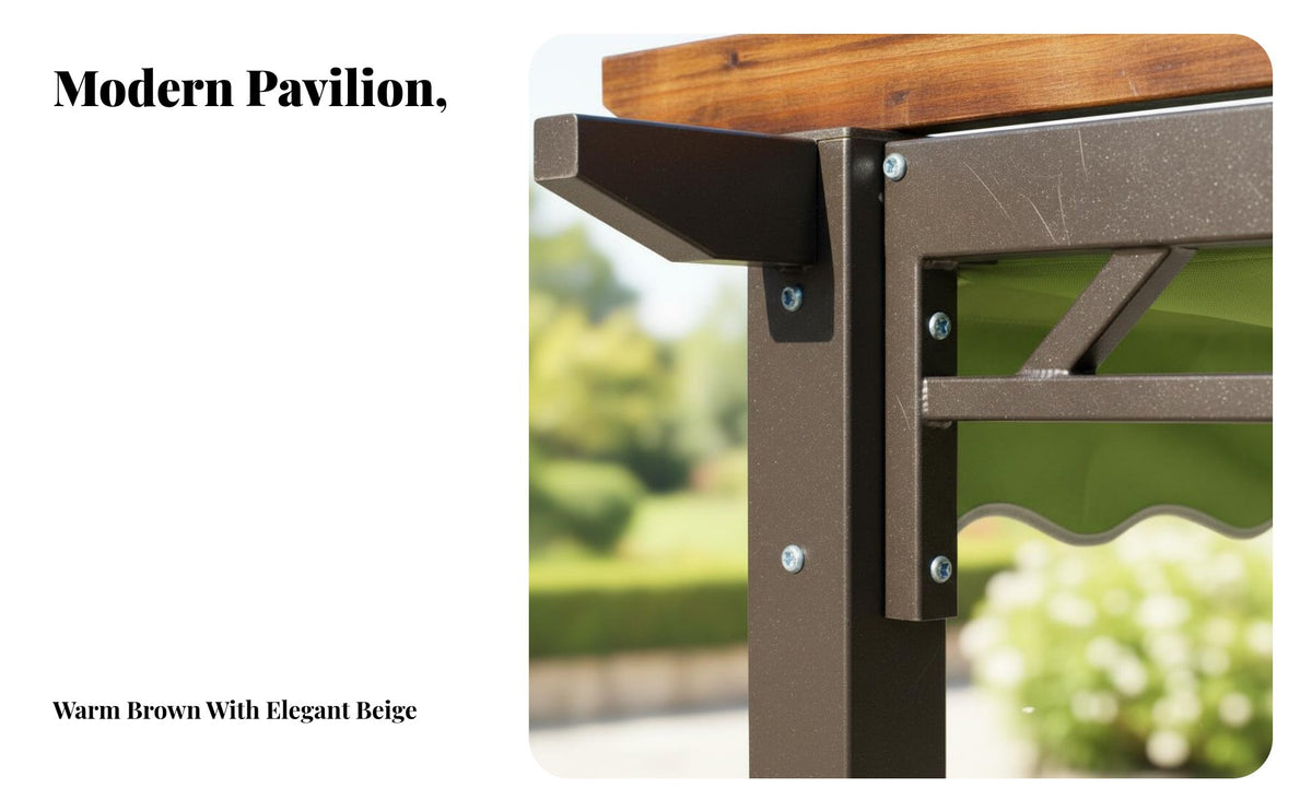 Anti Wood Pavilion Courtyard Canopy Waterproof Patio Pavilion for Villa Owners, Homeowners, Balcony, Rooftop, Backyard