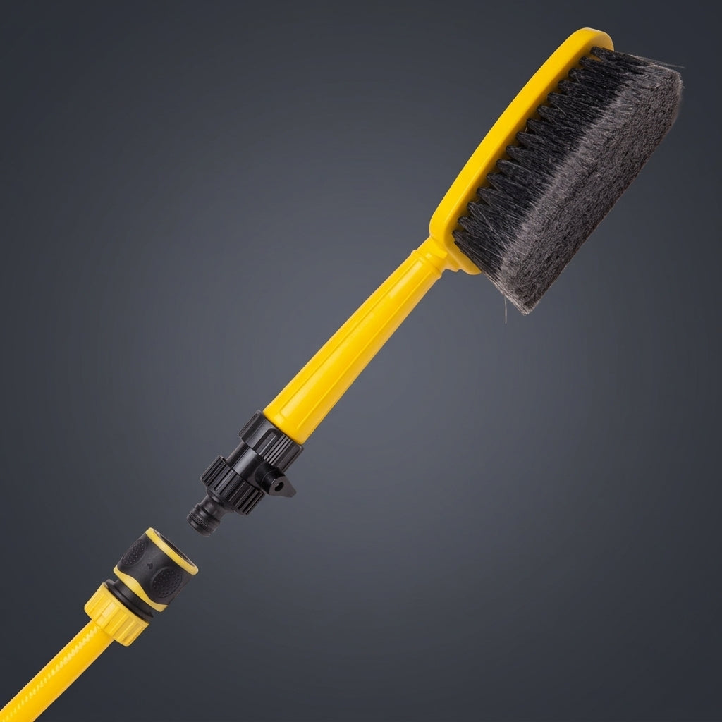 Hose Connector Cleaning Brush for Car Wash Brush Long Handle Car Cleaning, Soft Bristles Rectangular Head for Vehicle Cleaning, PU Material