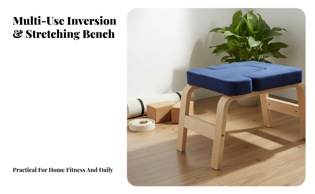 Beechwood Frame Mind-Body Practice Headstand Bench Non-Slip Base Inversion Chair High-Density Foam Cushion Headstand Coach Stable Design for Beginners, Home Gym