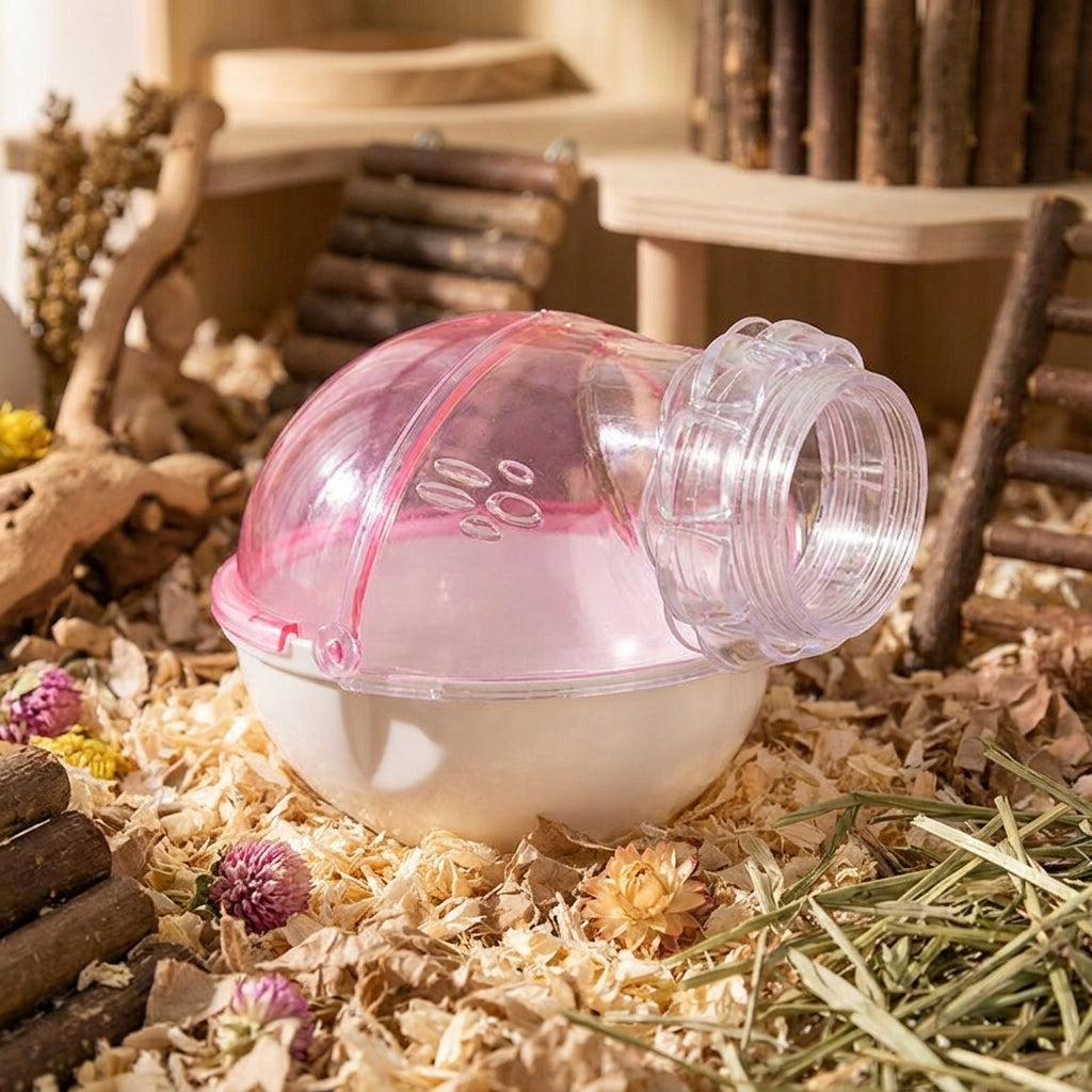 Acrylic Hamster Sand Bath with Removable Tray, Attachable Hamster Bath for Cages, Fully Transparent Spherical Dome with Perforated Ventilation