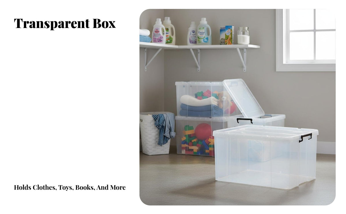 Large Storage Box with Lid Sturdy Duty Stackable Lidded Container Stackable Storage Container Long-Lasting Material for Closet
