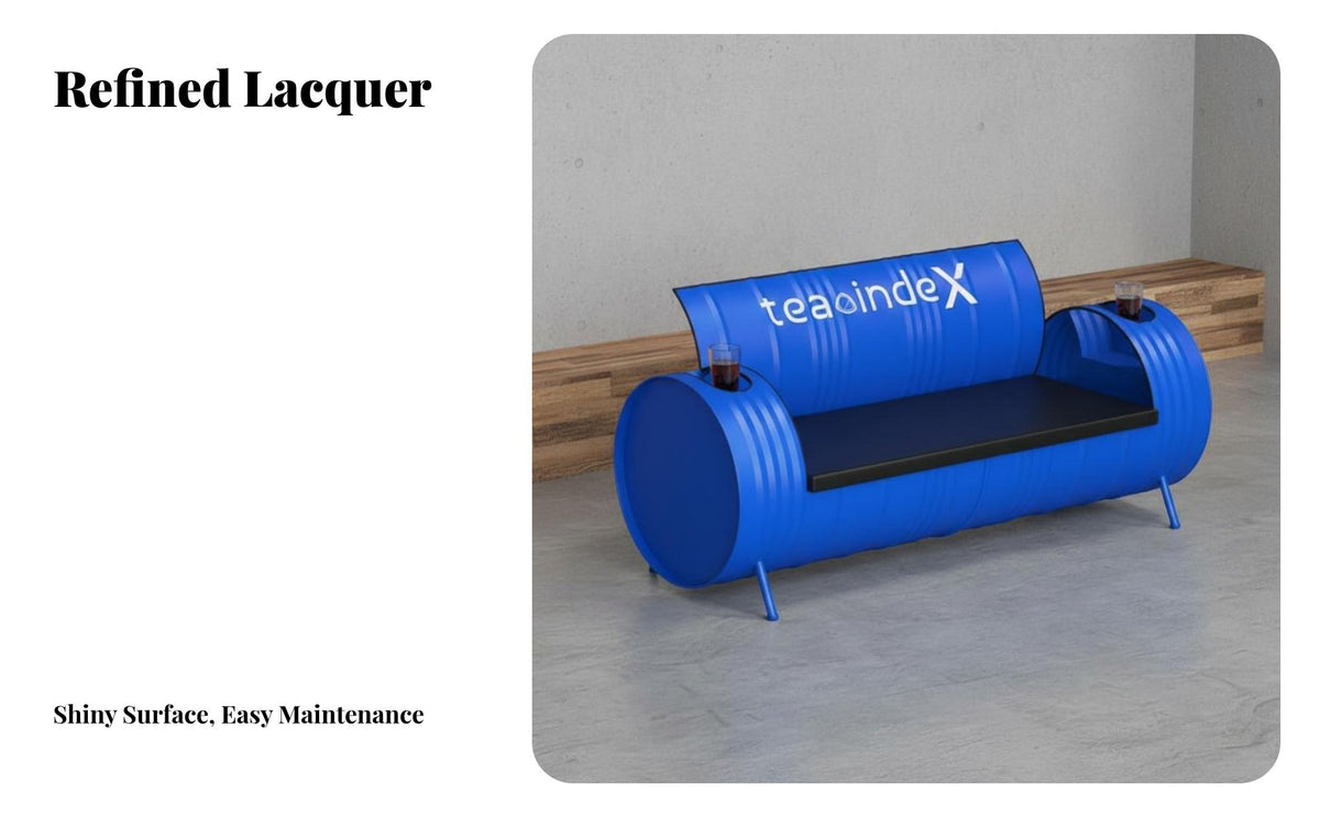 manufacturing and design Oil Drum Furniture Set Repurposed Design Conversation Group Padded Seats Patio Seating Thick paddings for Restaurant Managers, Business Owners, Cafe, Reception Area, Porch, waterside