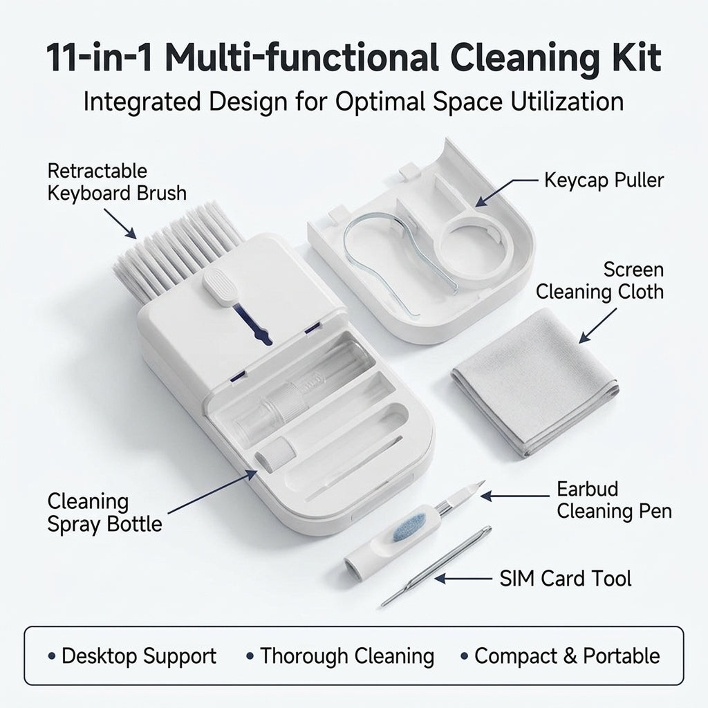 11-in-1 Computer Keyboard Cleaning Kit Multi-Function Electronics Cleaning Brush Set