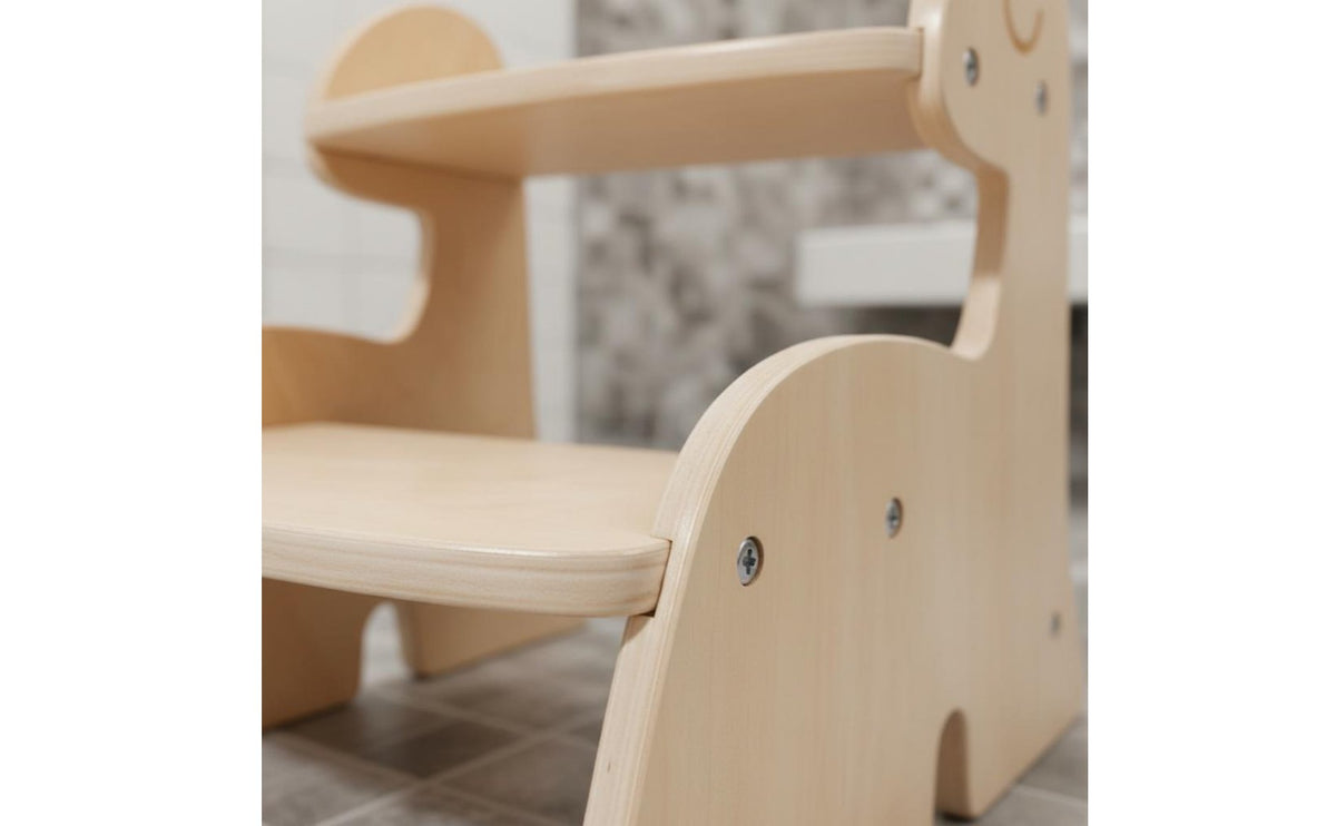 Wooden Dinosaur Step Stool Multi-Functional Dinosaur Shaped Child Stool Easy to Hygienic & Children Wooden Step Ladder for Young Children, Washroom