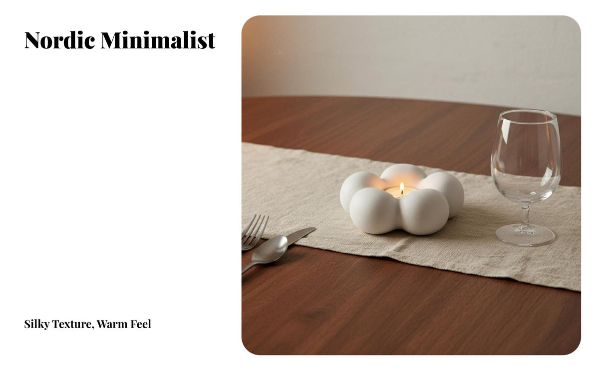 Nordic Design Minimalist Taper Holder Romantic Atmosphere Ceramic Flower Candle Holder Elegant Design for Desktop, Wedding Decor