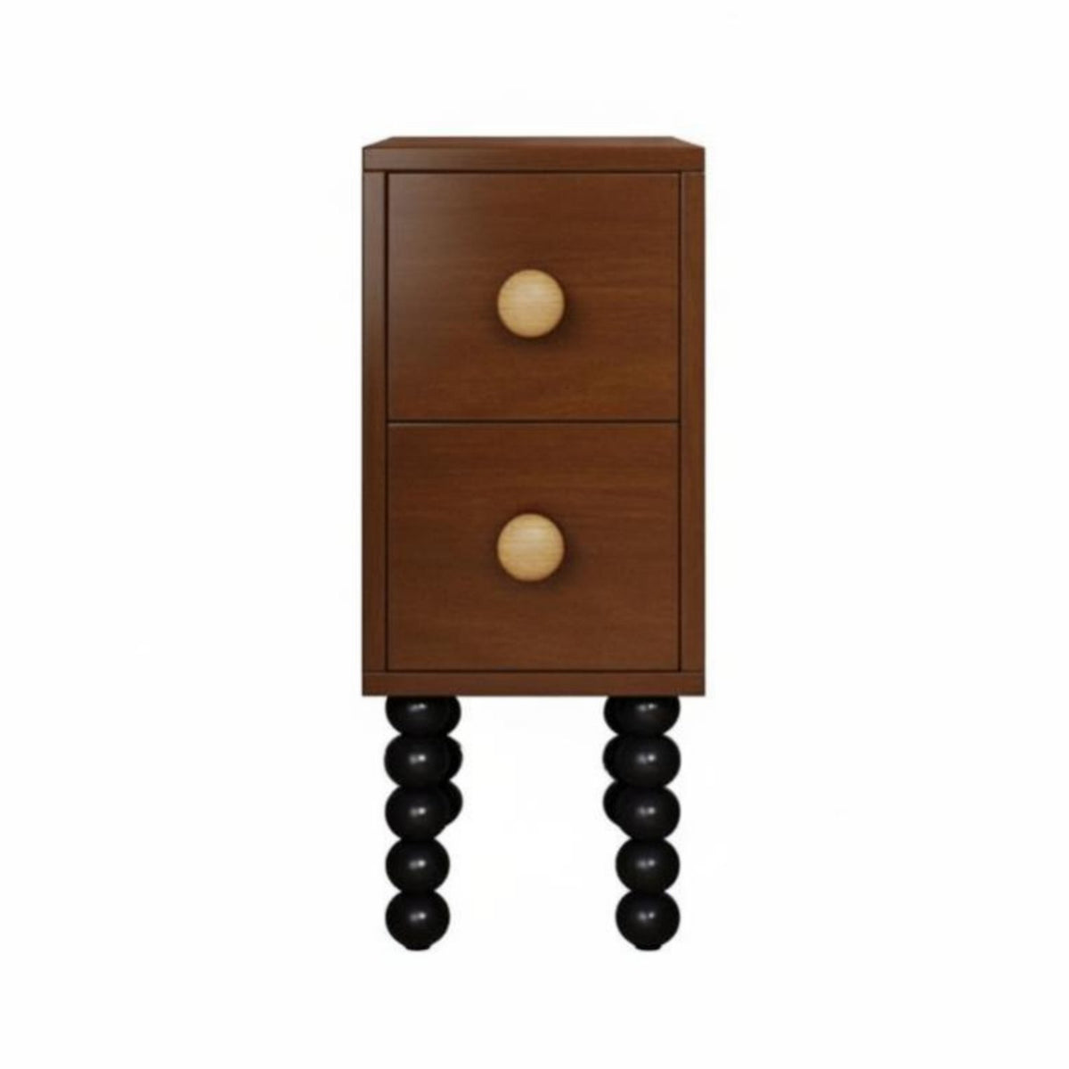 Space-Saving Narrow Nightstand Slim Design Narrow 2-Drawer Cabinet Retro Design Bedroom Furniture Easy Assembly for Small Apartment Dwellers, Students, Homeowners, Hallway, Living Room