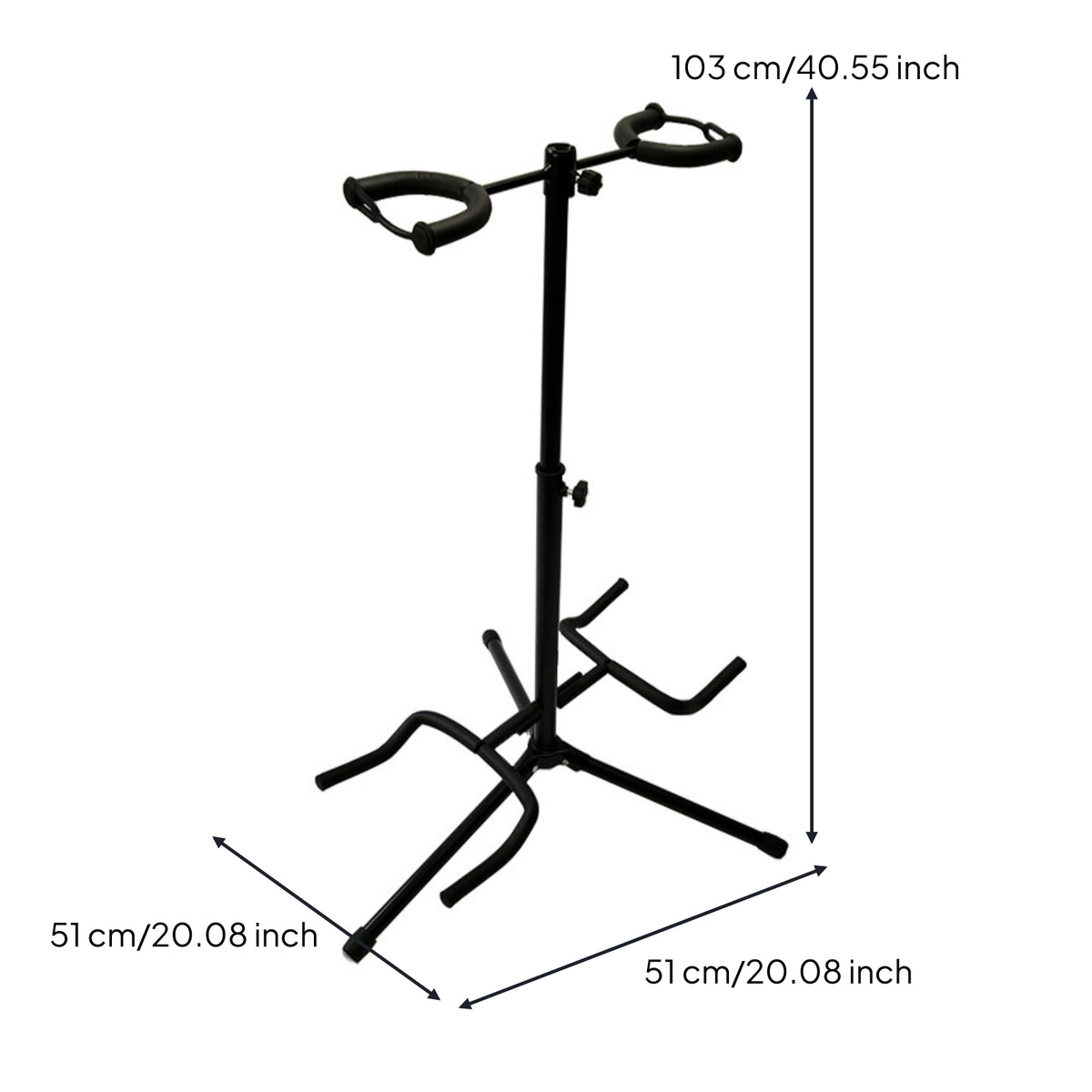Adjustable-Height Double Guitar Stand Floor-Standing Guitar Stand with Padded Yokes Heavy-Duty for Guitarists