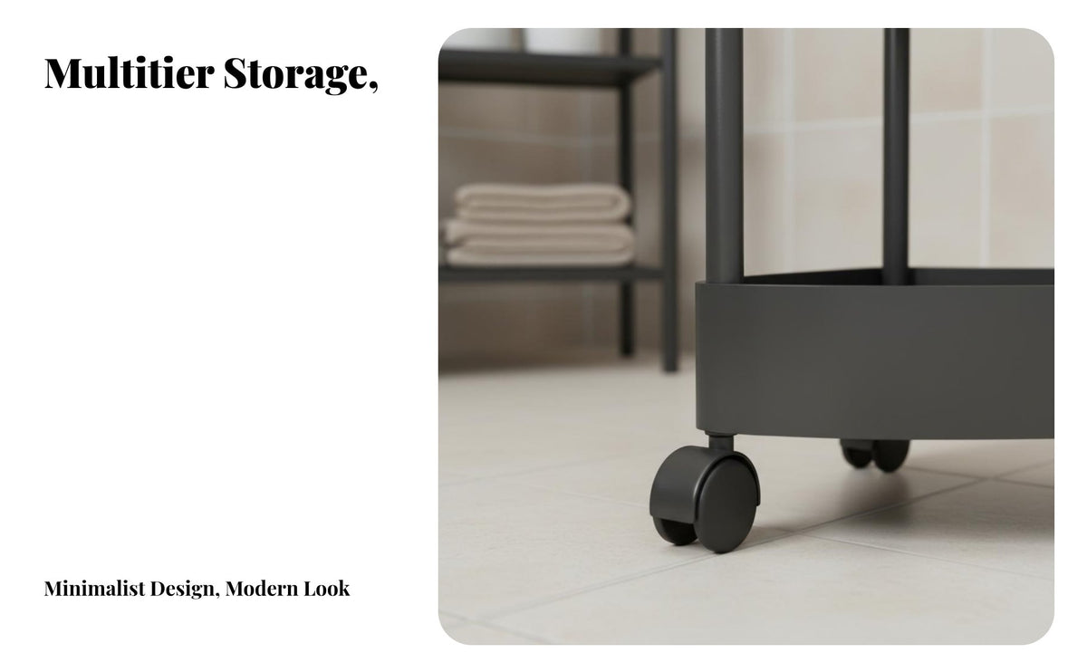 Multi-Tier Corner Mobile Shelving Unit No Required Shelving Unit With Wheels Household Storage for Students, Homeowners, Dorm Room, Bedroom, Washroom
