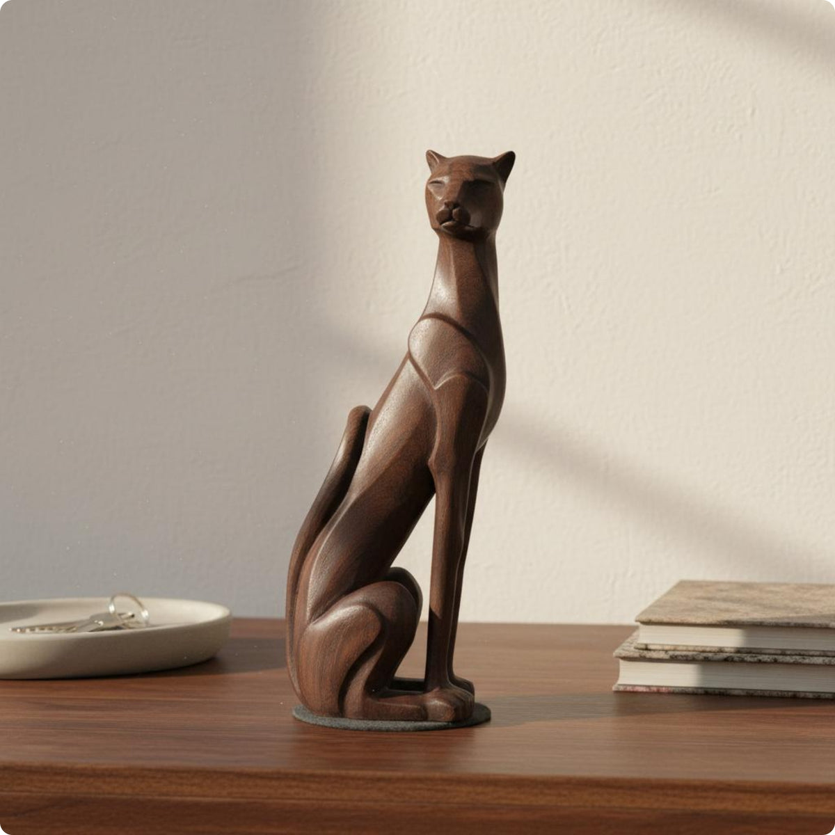 Wood Grain Dog Figurine Small Size Hand-Painted Resin Figurine for Entryway