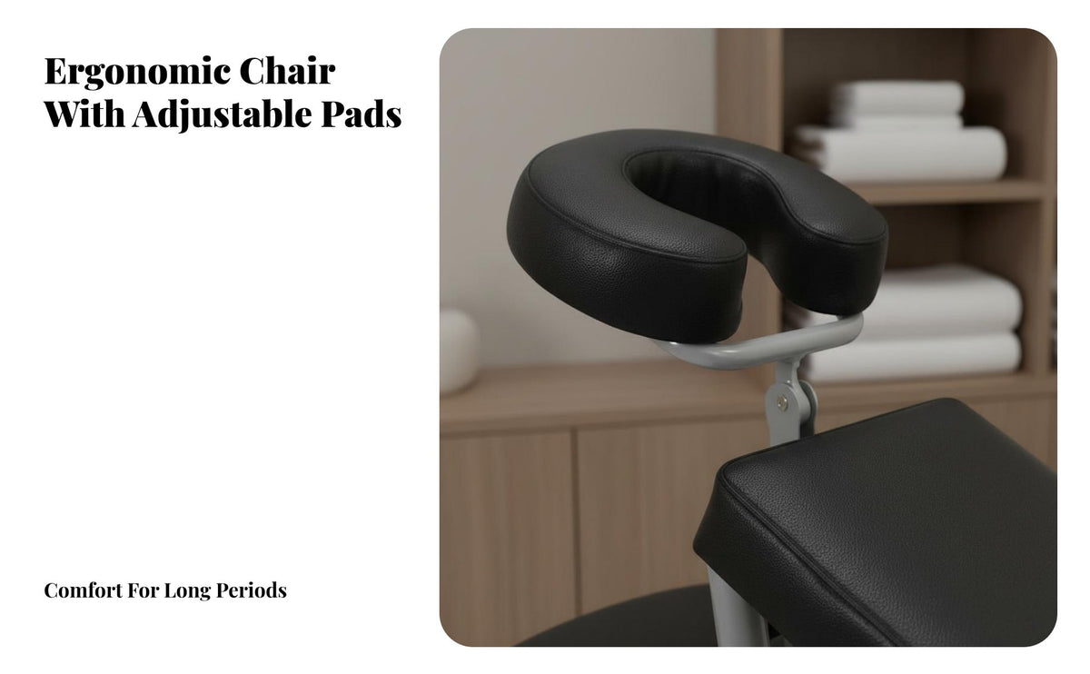 Foldable Permanent Makeup Chair Multi-Angle Adjustment Ergonomic Permanent Makeup Chair Dense Foam Adjustable Wellness Seat for Estheticians