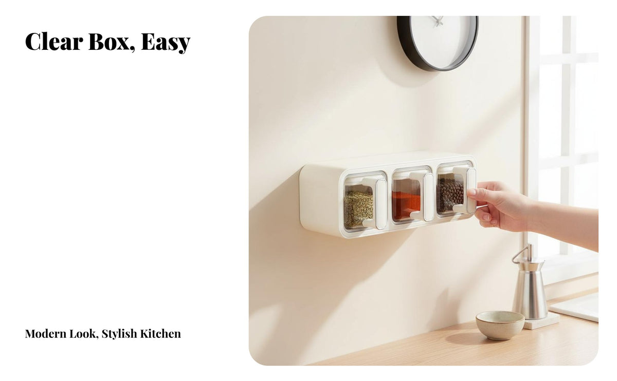 Punchdrilldrill-Effortless Installation Modular Seasoning Box Set Wall-Mountable Seasoning Organizer Versatile Placement Kitchen Reachory Prevents Flavor Blending for Home Chefss, New Homeowners, Gift Givers, Cooking, Pantry, Baking