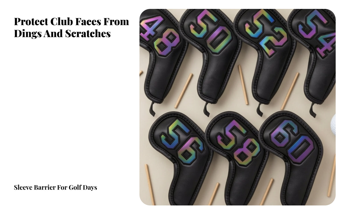 10 Pieces PU Leather Iron Head Covers | Stitched Edge Detailing, Golf Iron Head Cover