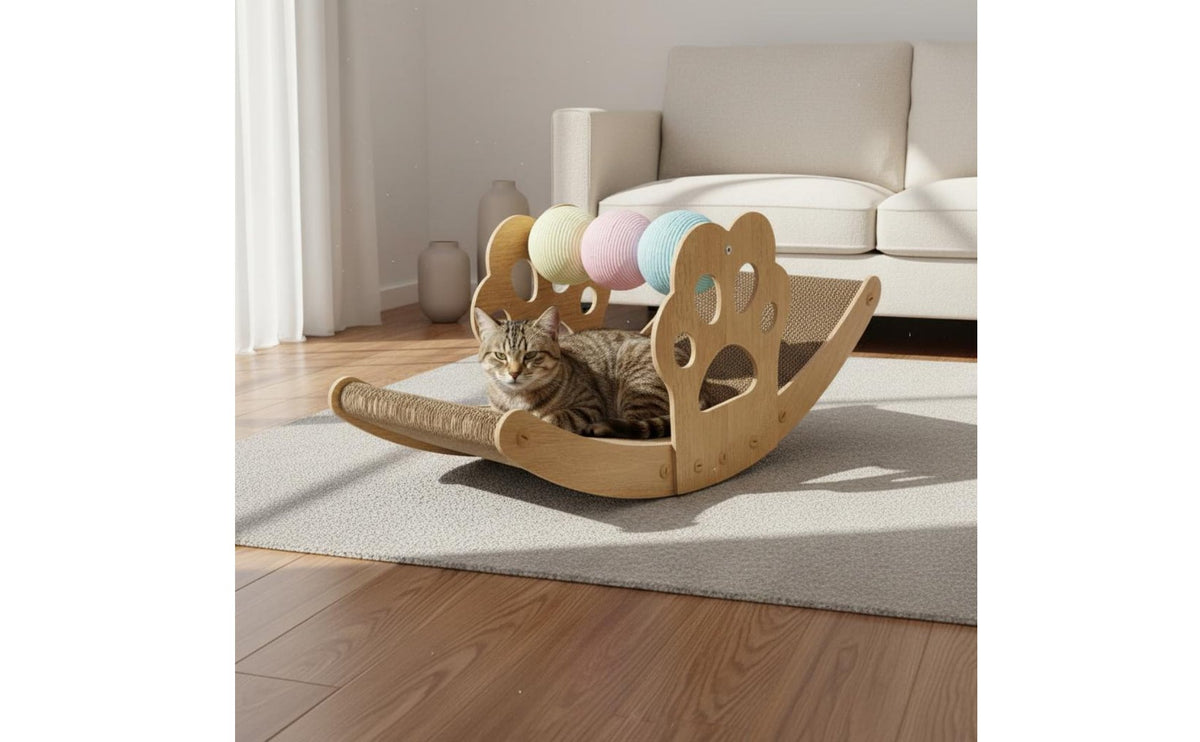 Cardboard Cat Scratcher Lounge Low-Shedding Cat Rocking Chair Paw-Friendly Pet Furniture for Indoor