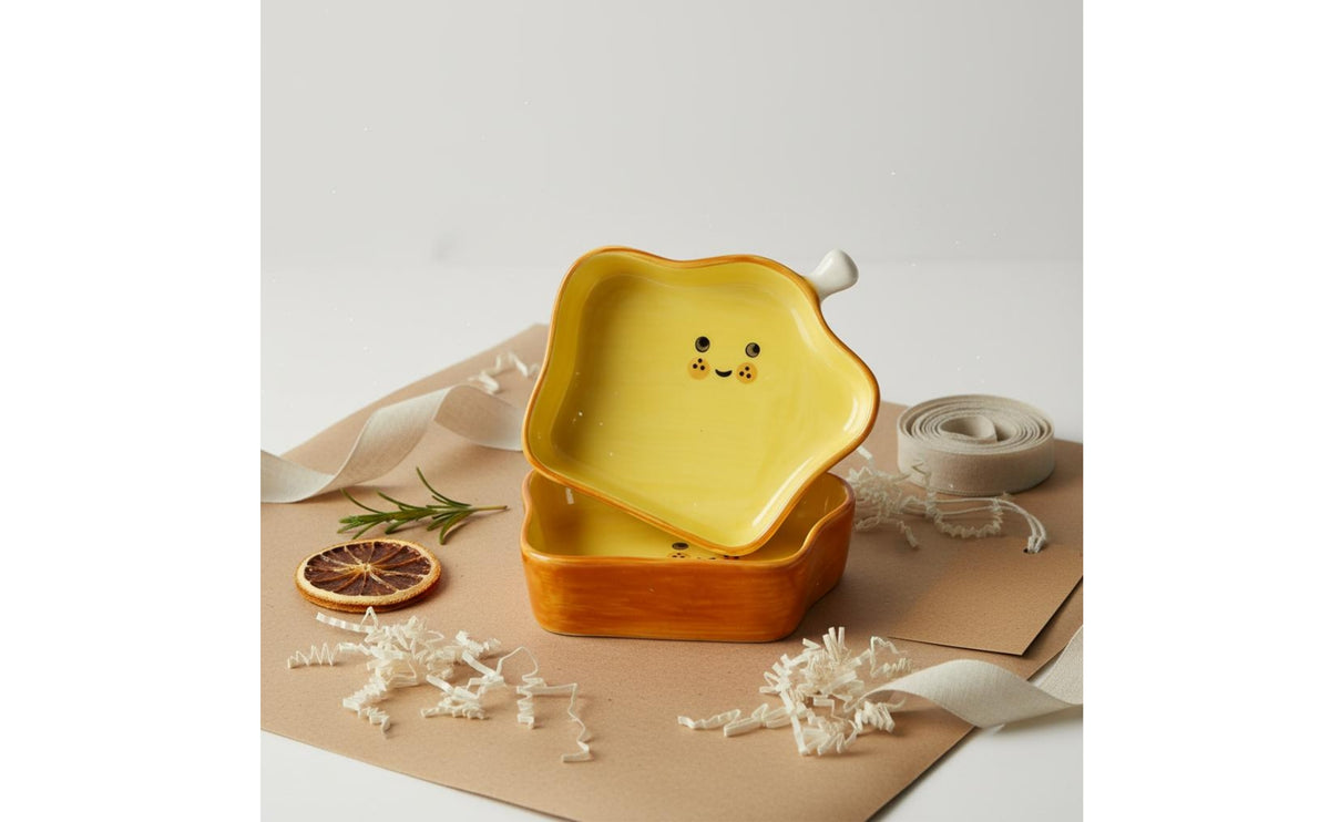 Ceramic Serving Dish with Side Tab Handle and Glossy Finish