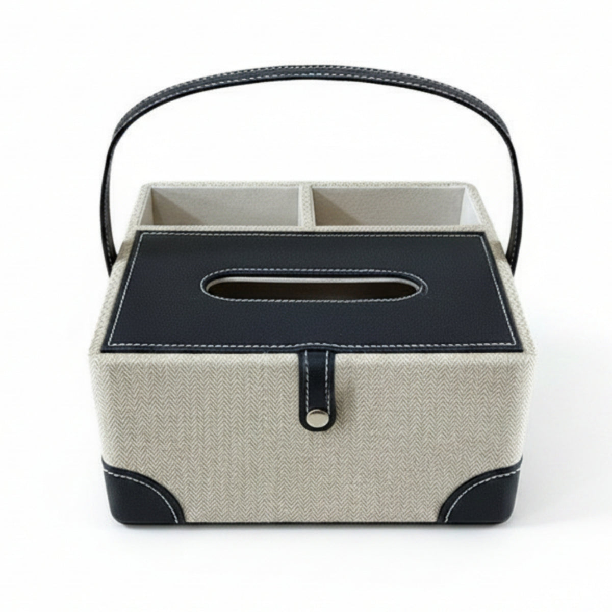 with Compartments Home Storage Stitched Detail Tissue Box Organizer