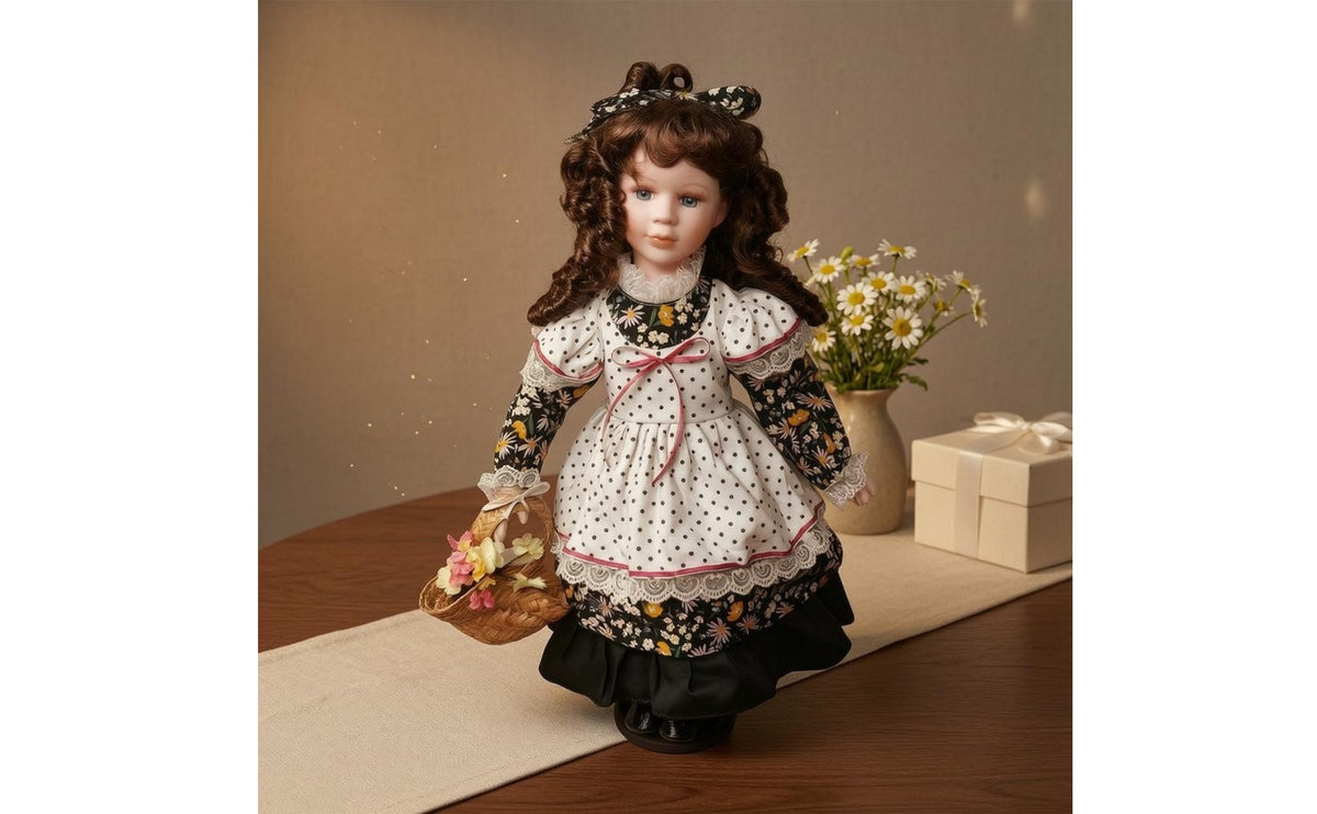 50CM Folk Doll Apron Ceramic Doll Figurine Lace House Decoration for Gift