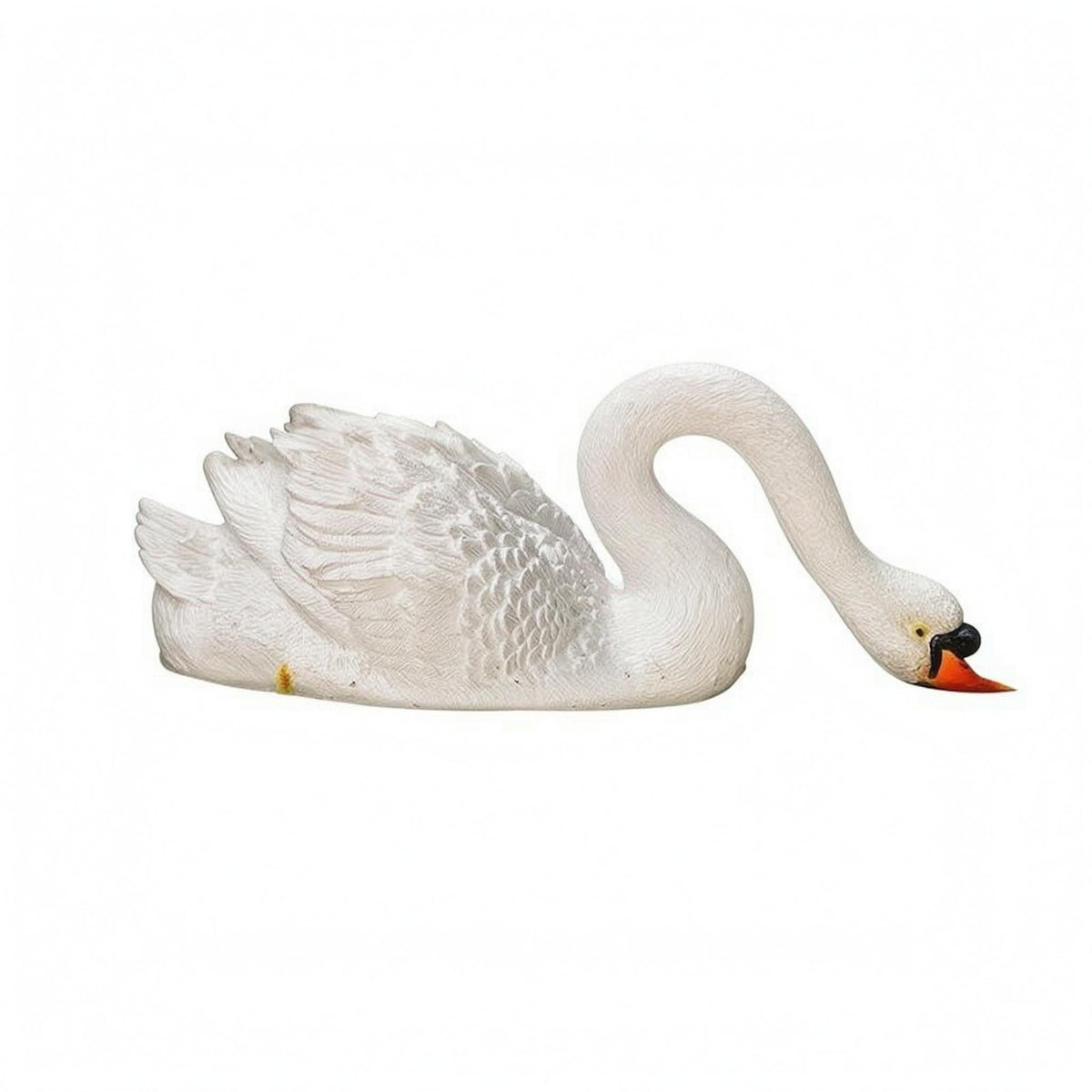 Fiberglass Floating Swan Figurine Textured Feathers Swan Pond Ornament Orange Beak Outdoor for Landscape Display