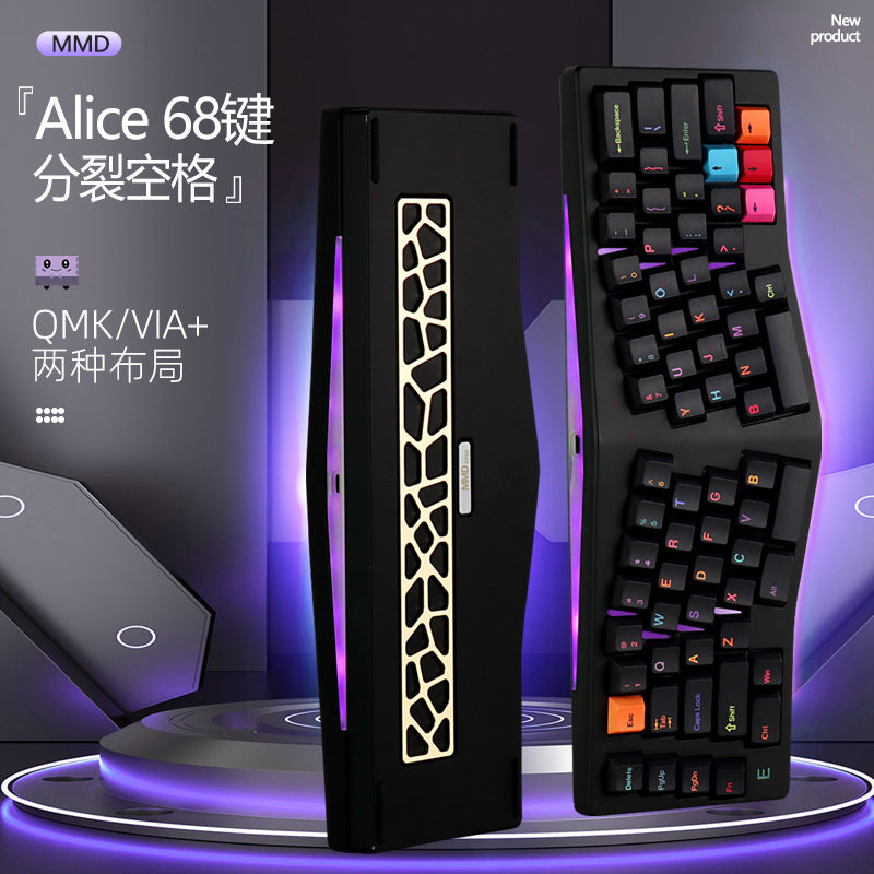 MMD Alice EIF68 Tri-Mode Mechanical Keyboard, 68 Keys, RGB Backlit, Hot-Swappable