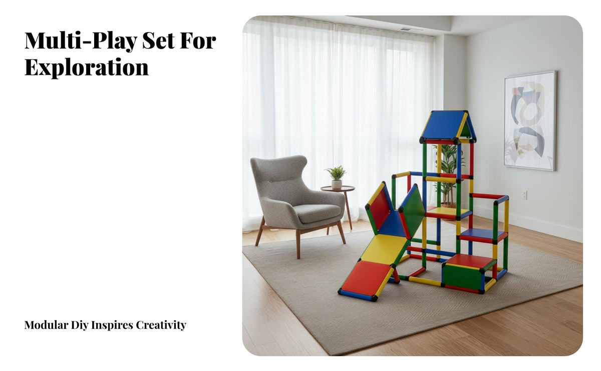 Modular Kids Climbing Playset Multi-Functional Young Child Climbing Frame with Slide Sturdy Construction Young Child Climber and Slide Set for Home
