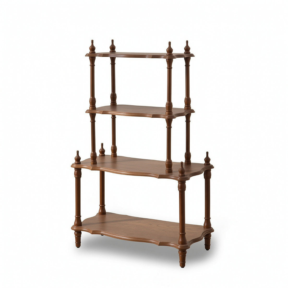 Wooden Shelf with Four Tiers Stable Multi-Tier Shelf Narrow for Flower Shop