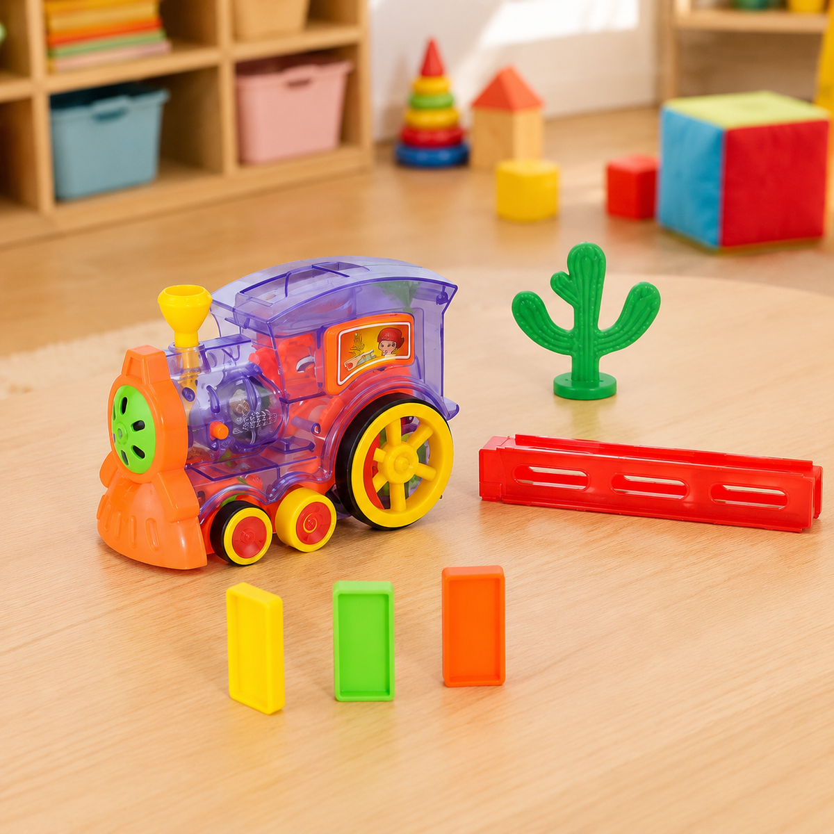 domino laying toy train