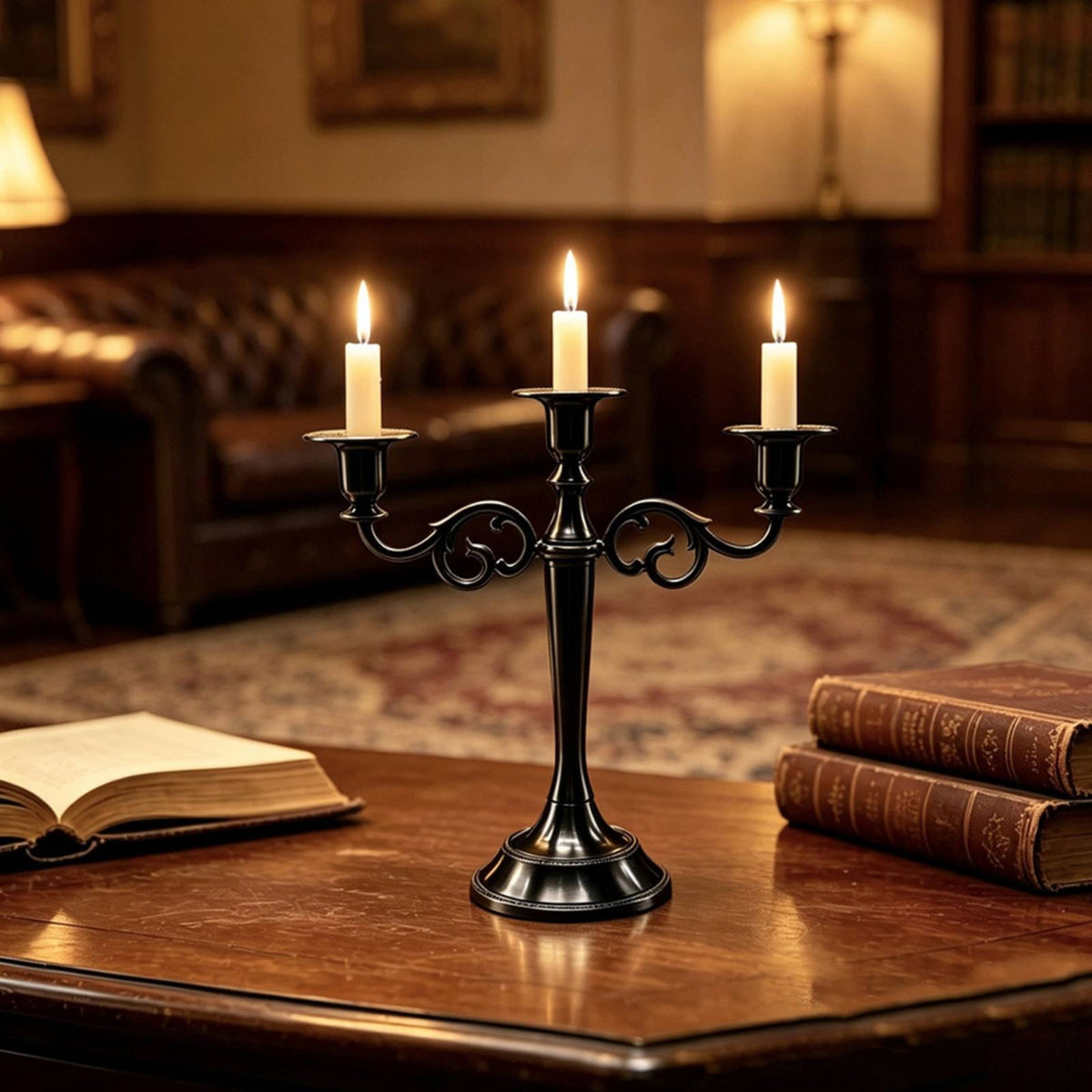 3-Arm Candelabra Elegant Triple Candle Stand Stable Base for Wedding, Hotel