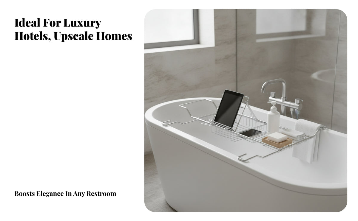 Tablet Holder Bath Rack Open Metal Extendable Bath Tray Wire Frame