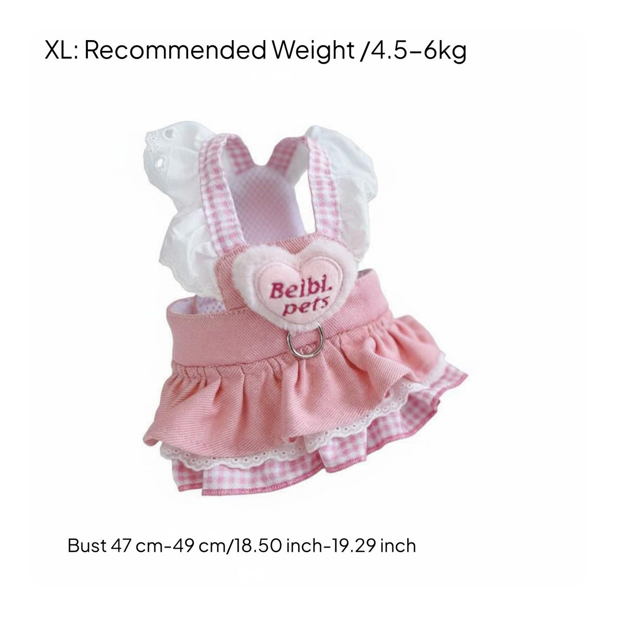 Ruffled Skirt Dog Harness Dress Leash Attachment D-Loop Puppy Princess Dress Lightweight for Pets, Summer Outings, Photo Shoots, Parties