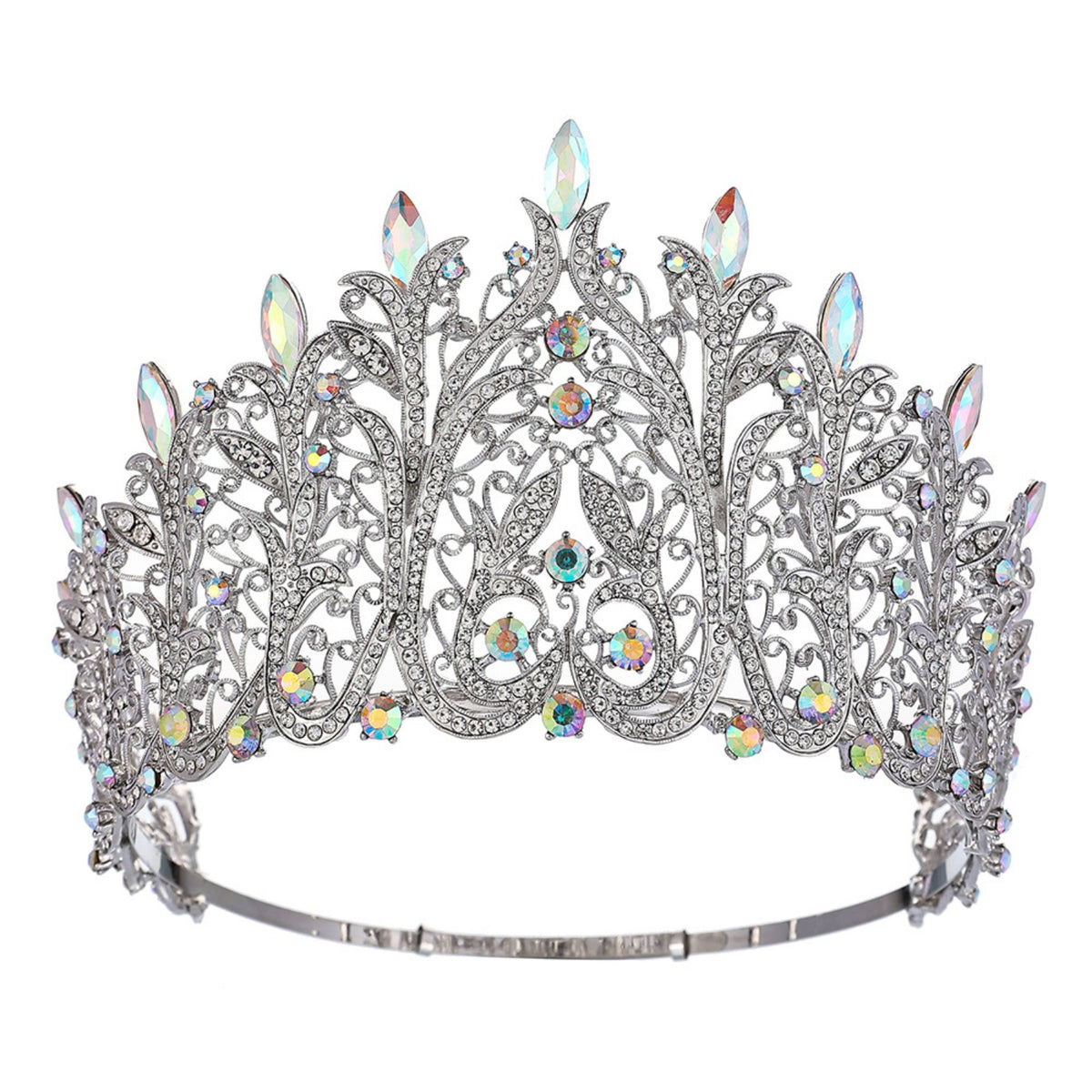 Baroque Pageant Crown Luxury Design Bridal Crystal Tiara Crystal Bead Full Crown Elegant Modeling Contest Tiara Sparkling