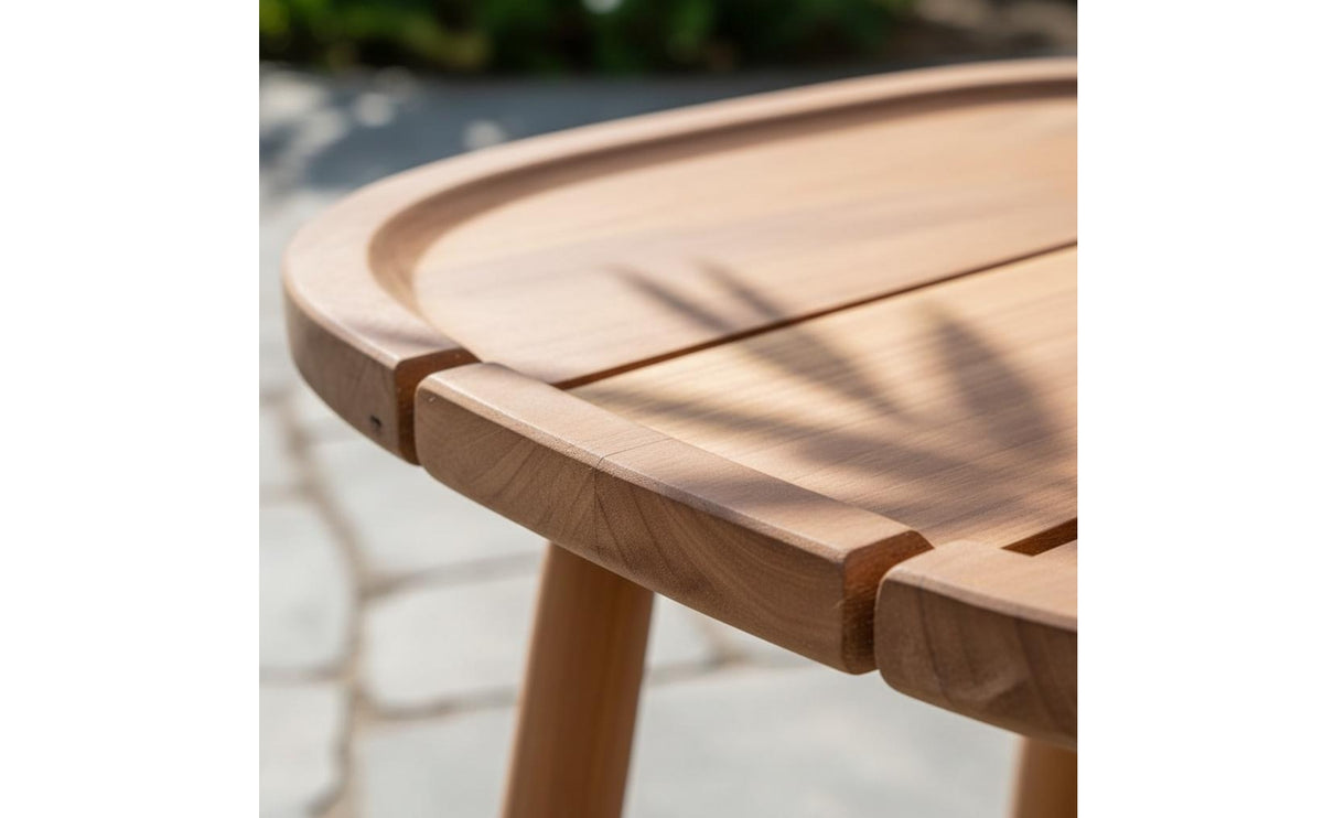 Nordic Design Teak Patio Sofa Wood Grain Finish Outdoor Sofa Deep Seat for Hospitality Businesses, Garden, Terrace, Balcony