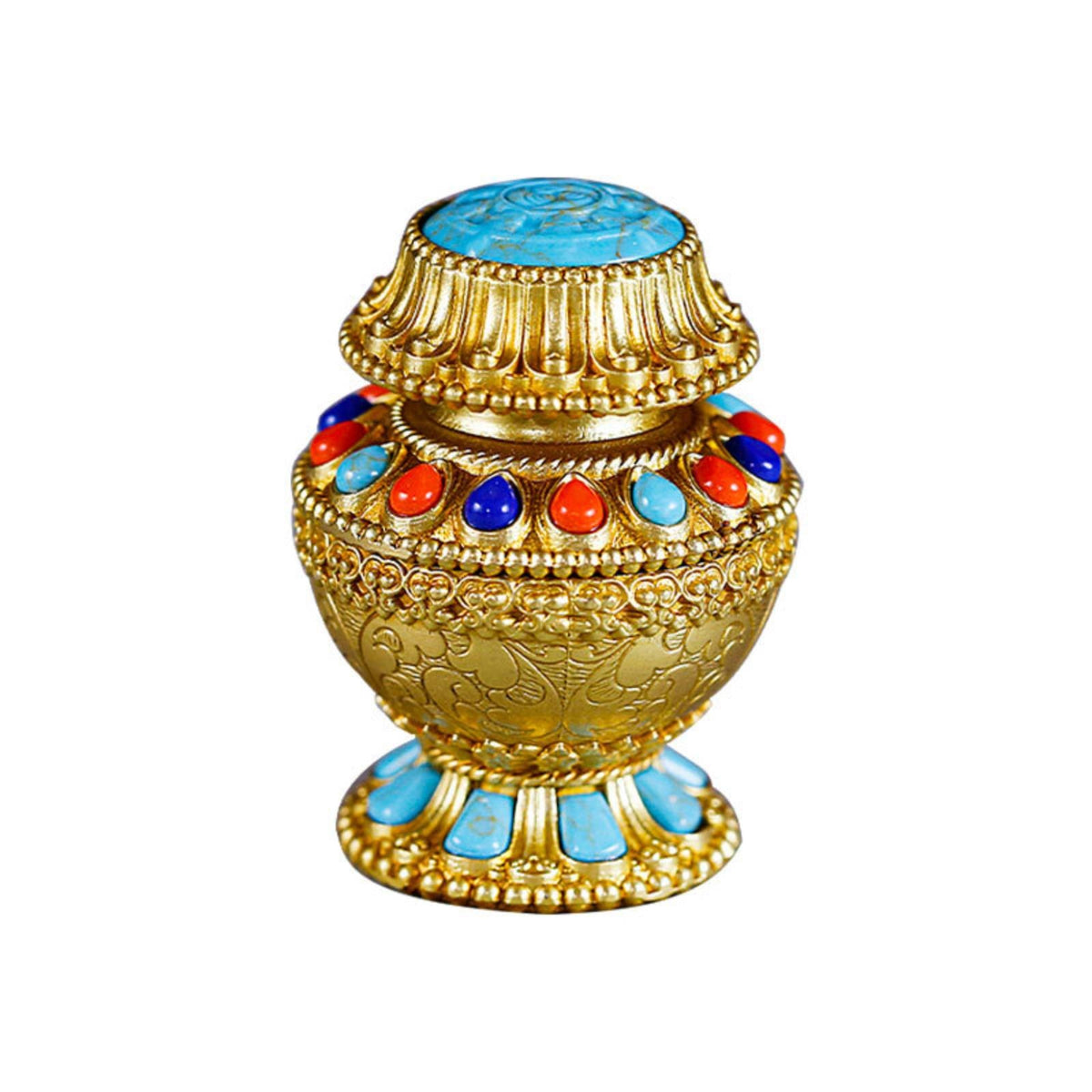 Fuhuiyuan Copper Alloy Miniature Treasure Vase with Lotus Design
