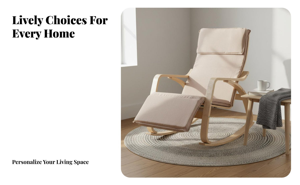 Nordic Design Upholstered Recliner Rocker Thick Cushion Upholstered Rocking Recliner Ergonomic Support Lounge Chair Adjustable Recline for Seniors, New Mothers, Living Room, Bedroom, Balcony, Reading Nook
